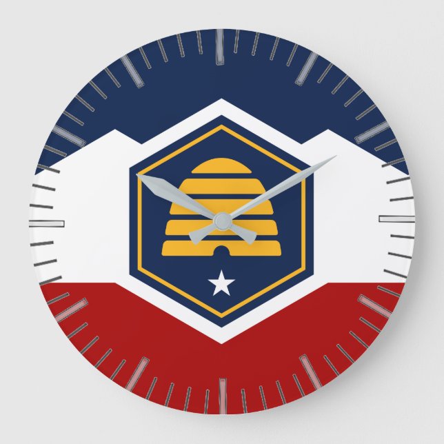 Wall Clock with Flag of Utah, USA Stor Klocka (Framsida)