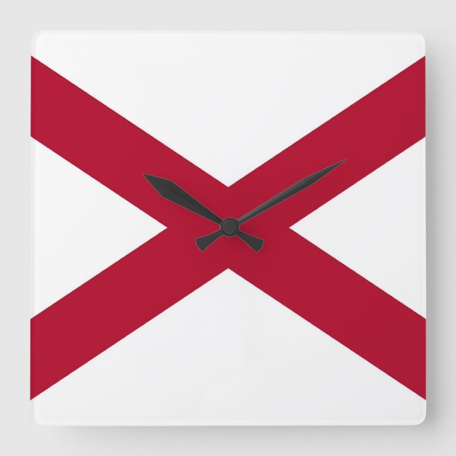 Wall Clock with Flagga of Alabama, USA Fyrkantig Klocka (Framsida)