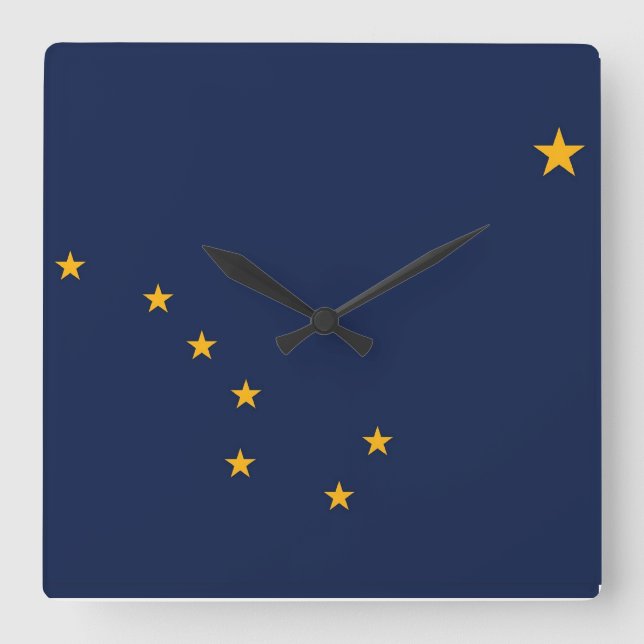 Wall Clock with Flagga of Alaska, USA Fyrkantig Klocka (Framsida)