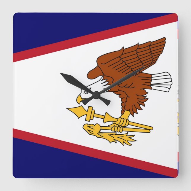 Wall Clock with Flagga of American Samoa, USA Fyrkantig Klocka (Framsida)