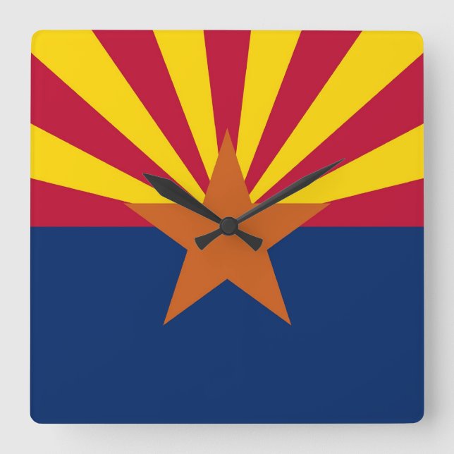 Wall Clock with Flagga of Arizona State, USA Fyrkantig Klocka (Framsida)