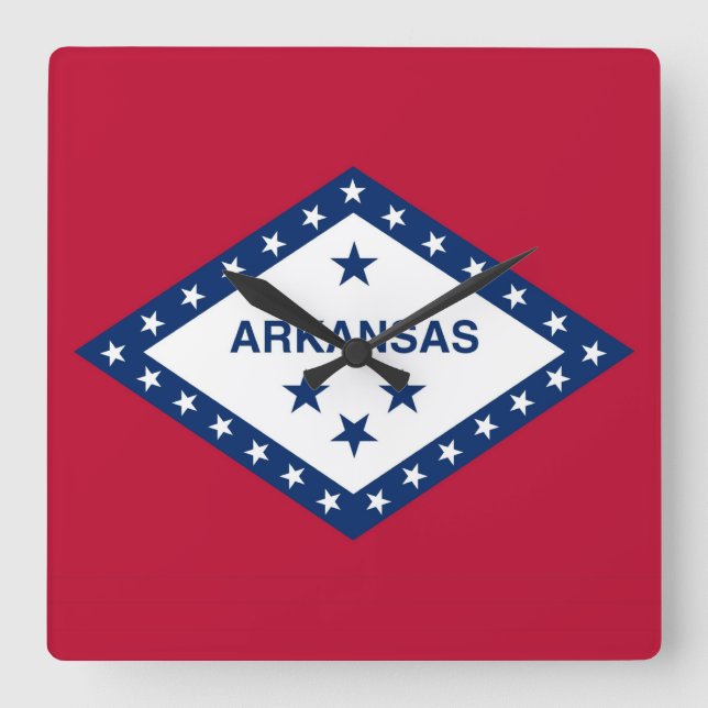 Wall Clock with Flagga of Arkansas, USA Fyrkantig Klocka (Framsida)