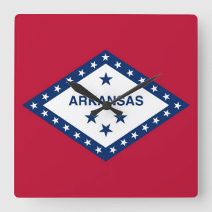 Wall Clock with Flagga of Arkansas, USA Fyrkantig Klocka