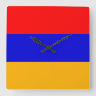 Wall Clock with Flagga of Armenia Fyrkantig Klocka