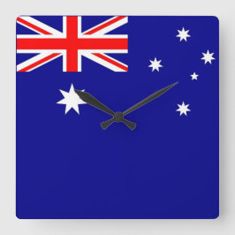 Wall Clock with Flagga of Australia Fyrkantig Klocka