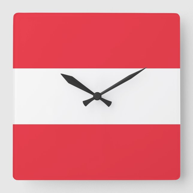 Wall Clock with Flagga of Austria Fyrkantig Klocka (Framsida)