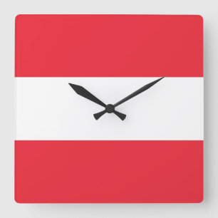 Wall Clock with Flagga of Austria Fyrkantig Klocka