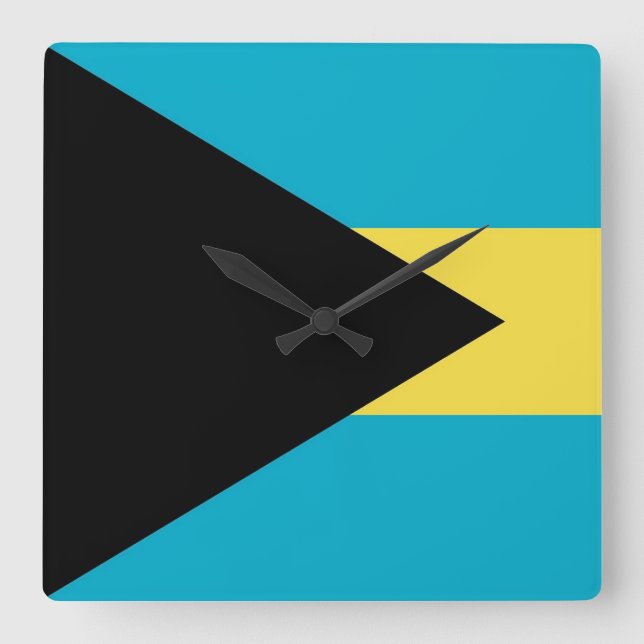 Wall Clock with Flagga of Bahamas Fyrkantig Klocka (Framsida)