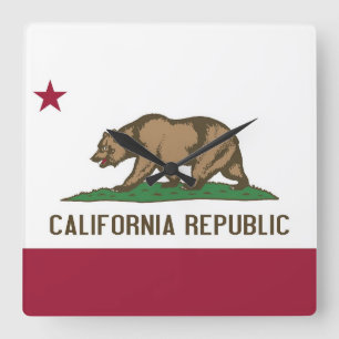 Wall Clock with Flagga of California, USA Fyrkantig Klocka