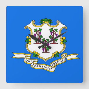 Wall Clock with Flagga of Connecticut, USA Fyrkantig Klocka