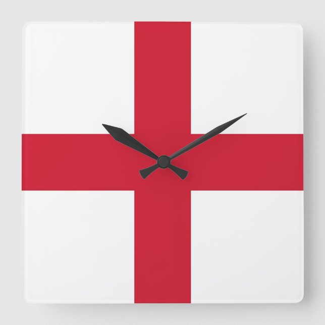 Wall Clock with Flagga of England Fyrkantig Klocka (Framsida)