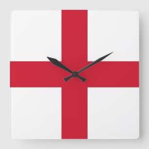 Wall Clock with Flagga of England Fyrkantig Klocka