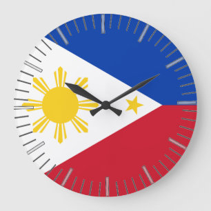 Wall Clock with Flagga of Filippinerna Stor Klocka