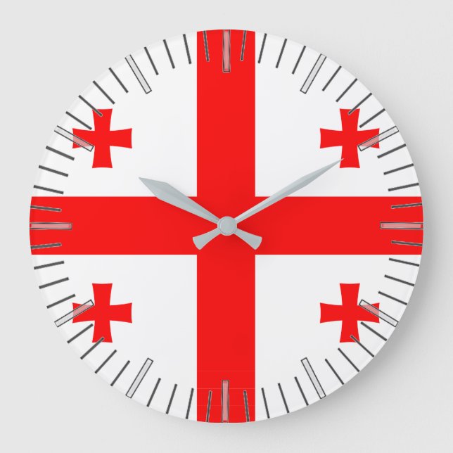 Wall Clock with Flagga of Georgia Stor Klocka (Framsida)