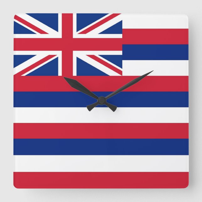 Wall Clock with Flagga of Hawaii, USA Fyrkantig Klocka (Framsida)