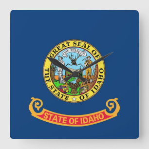 Wall Clock with Flagga of Idaho, USA Fyrkantig Klocka