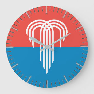 Wall Clock with Flagga of Kansas City, Missouri Stor Klocka