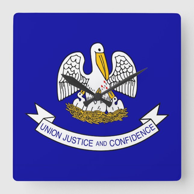 Wall Clock with Flagga of Louisiana, USA Fyrkantig Klocka (Framsida)