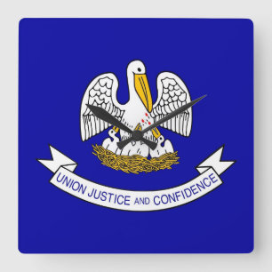 Wall Clock with Flagga of Louisiana, USA Fyrkantig Klocka