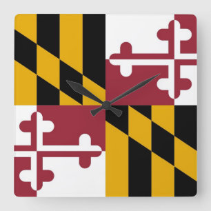 Wall Clock with Flagga of Maryland, USA Fyrkantig Klocka
