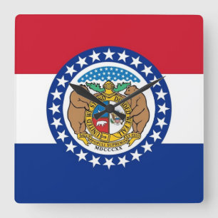Wall Clock with Flagga of Missouri, USA Fyrkantig Klocka