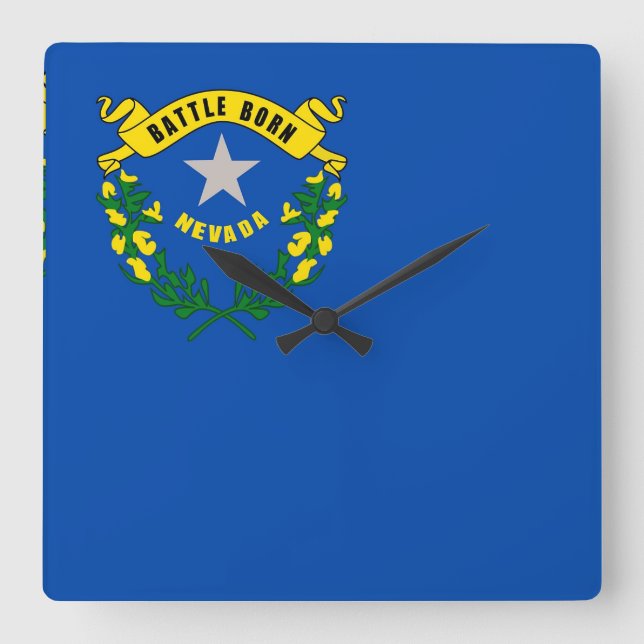 Wall Clock with Flagga of Nevada, USA Fyrkantig Klocka (Framsida)