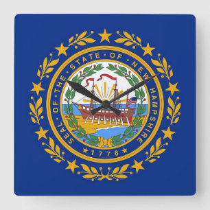 Wall Clock with Flagga of New Hampshire, USA Fyrkantig Klocka