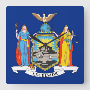 Wall Clock with Flagga of New York, USA Fyrkantig Klocka
