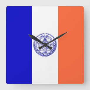 Wall Clock with Flagga of New York, USA Fyrkantig Klocka