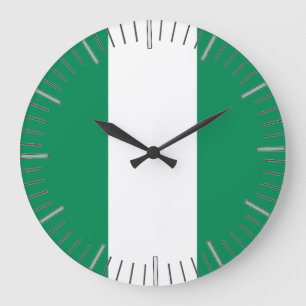 Wall Clock with Flagga of Nigeria Stor Klocka