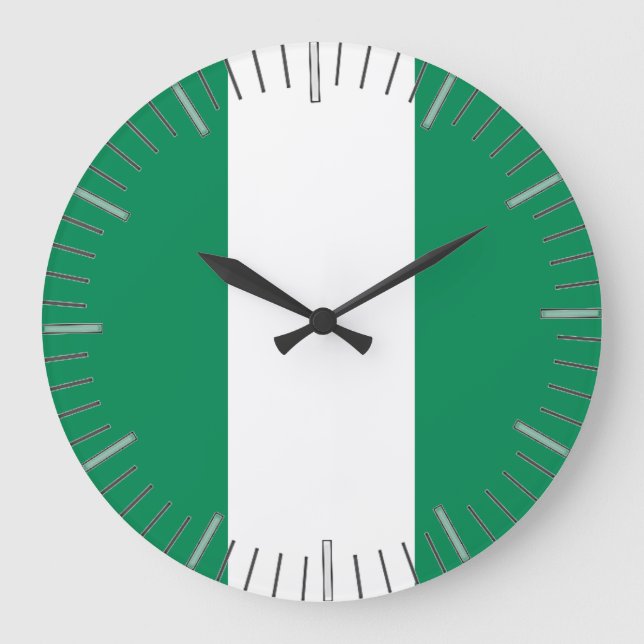 Wall Clock with Flagga of Nigeria Stor Klocka (Framsida)