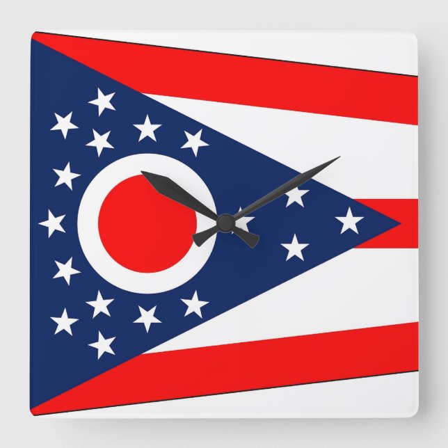 Wall Clock with Flagga of Ohio, USA Fyrkantig Klocka (Framsida)