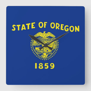 Wall Clock with Flagga of Oregon, USA Fyrkantig Klocka