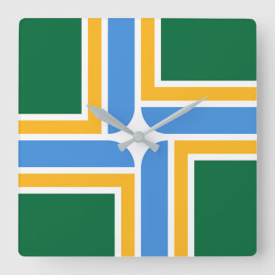 Wall Clock with Flagga of Portland, USA Fyrkantig Klocka