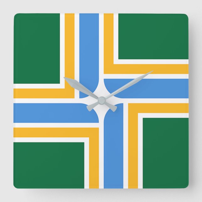 Wall Clock with Flagga of Portland, USA Fyrkantig Klocka (Framsida)