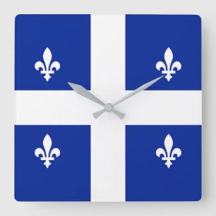 Wall Clock with Flagga of Quebec, Kanada Fyrkantig Klocka