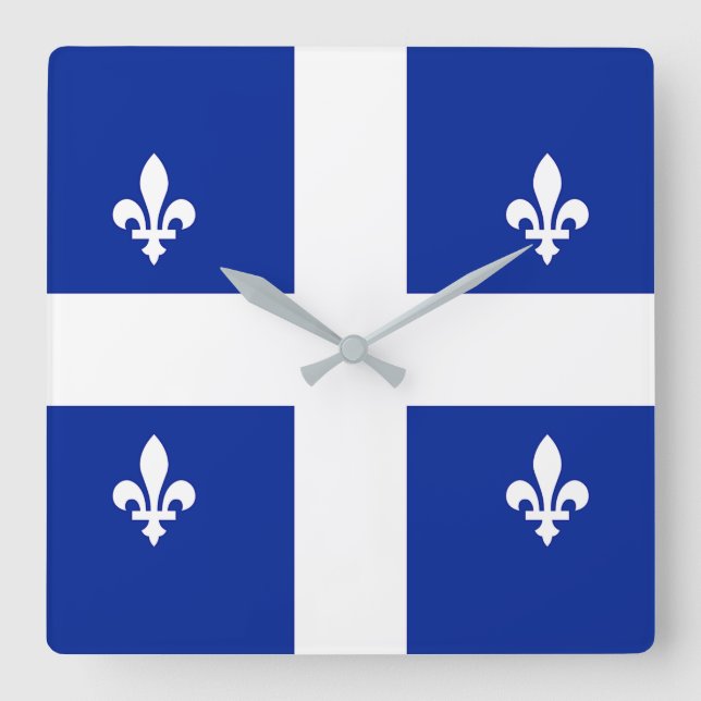 Wall Clock with Flagga of Quebec, Kanada Fyrkantig Klocka (Framsida)