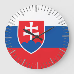 Wall Clock with Flagga of Slovakia Stor Klocka