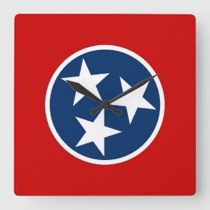 Wall Clock with Flagga of Tennessee, USA Fyrkantig Klocka