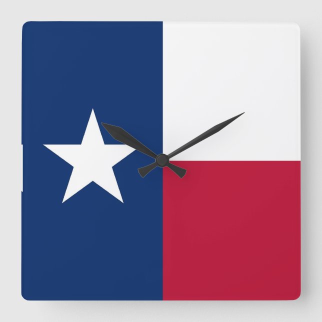 Wall Clock with Flagga of Texas, USA Fyrkantig Klocka (Framsida)