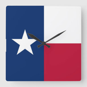 Wall Clock with Flagga of Texas, USA Fyrkantig Klocka