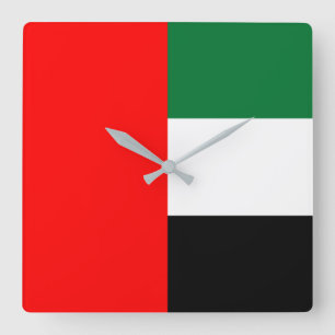 Wall Clock with Flagga of United Arab Emirates Fyrkantig Klocka