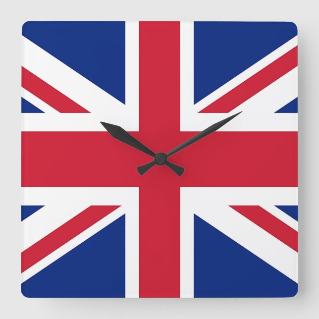 Wall Clock with Flagga of United Kingdom Fyrkantig Klocka (Framsida)