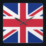 Wall Clock with Flagga of United Kingdom Fyrkantig Klocka<br><div class="desc">Fantastisk patriotisk väggklocka med Flagga från Förenade kungariket. Den här produkten har sitt anpassade.</div>