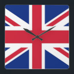 Wall Clock with Flagga of United Kingdom Fyrkantig Klocka<br><div class="desc">Fantastisk patriotisk väggklocka med Flagga från Förenade kungariket. Den här produkten har sitt anpassade.</div>