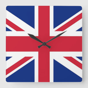 Wall Clock with Flagga of United Kingdom Fyrkantig Klocka