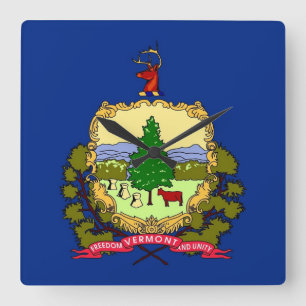 Wall Clock with Flagga of Vermont, USA Fyrkantig Klocka