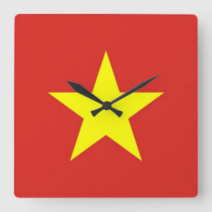 Wall Clock with Flagga of Vietnam Fyrkantig Klocka