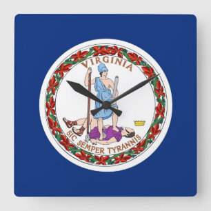 Wall Clock with Flagga of Virginia, USA Fyrkantig Klocka