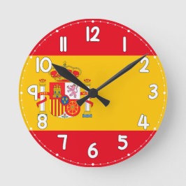 Wall Clock with the Spanish Flag - Flag of Spain Rund Klocka